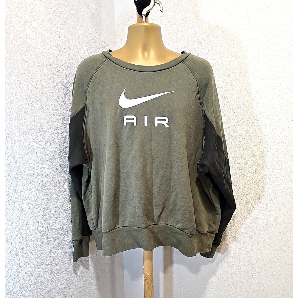 Nike Air French Terry Crew Sweatshirt Olive Green Mens Size XL DQ4205 Sportswear